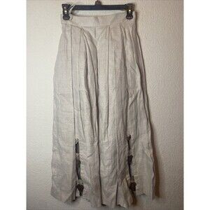 Vintage Skirt Linen Long Dirndl wood Heart Octoberfest Pleated 8 Lagen Folk